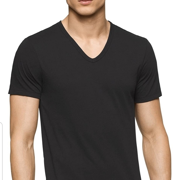Calvin Klein Men's Short Sleeve 3 PACK Black V - Picture 2 of 4